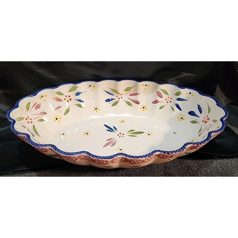 Temp-tations 3 Qt Oval Serving Bowl Old Word 14 1/2"